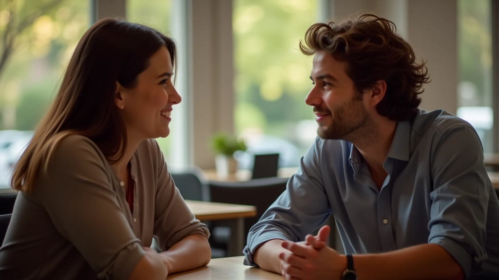 Zwei Menschen in tiefem konzentriertem Gespräch
