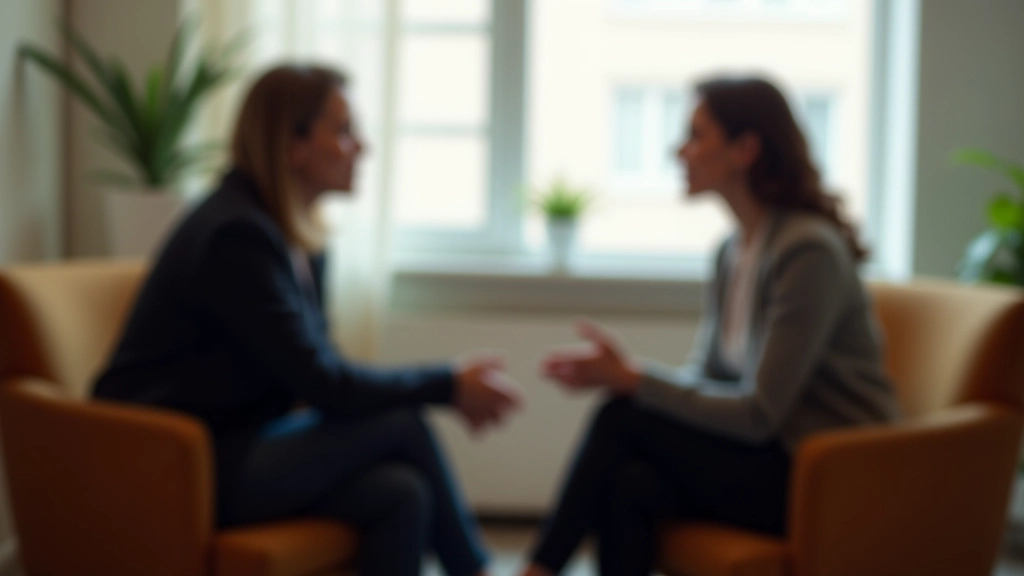 Zwei Personen sitzen sich gegenüber im Gespräch, eine hört aufmerksam zu