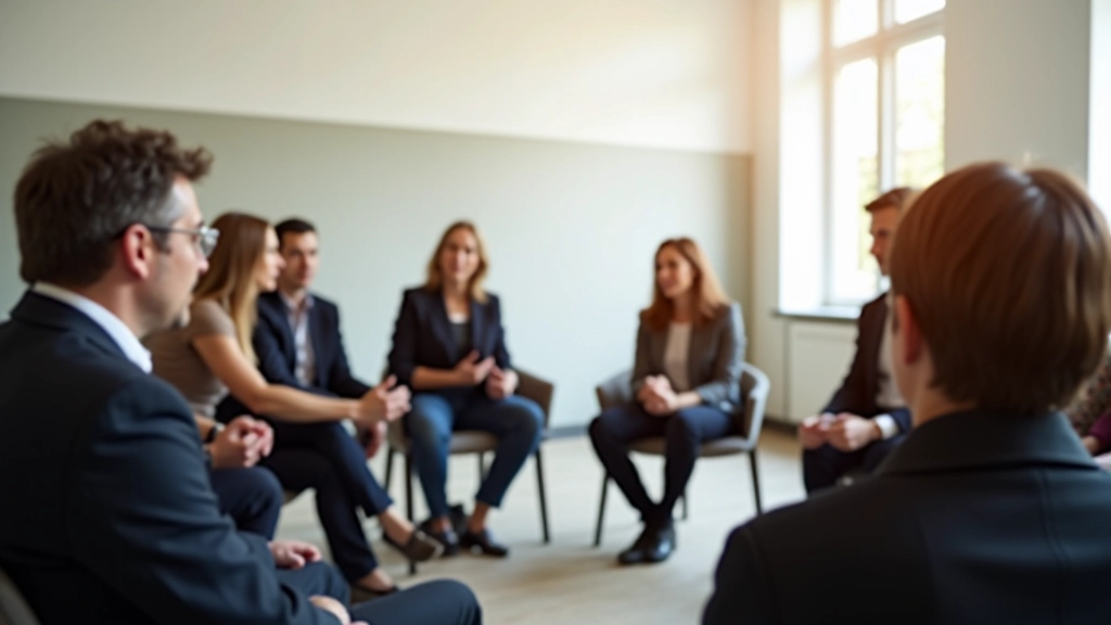 Workshopteilnehmer in kleinen Gruppen während eines Dialogtrainings